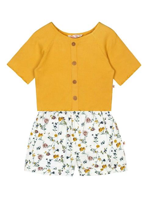 budding-bees-kids-yellow-&-white-floral-print-top-with-shorts