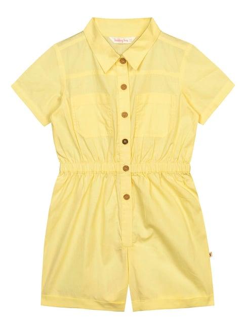 budding bees kids yellow solid playsuit