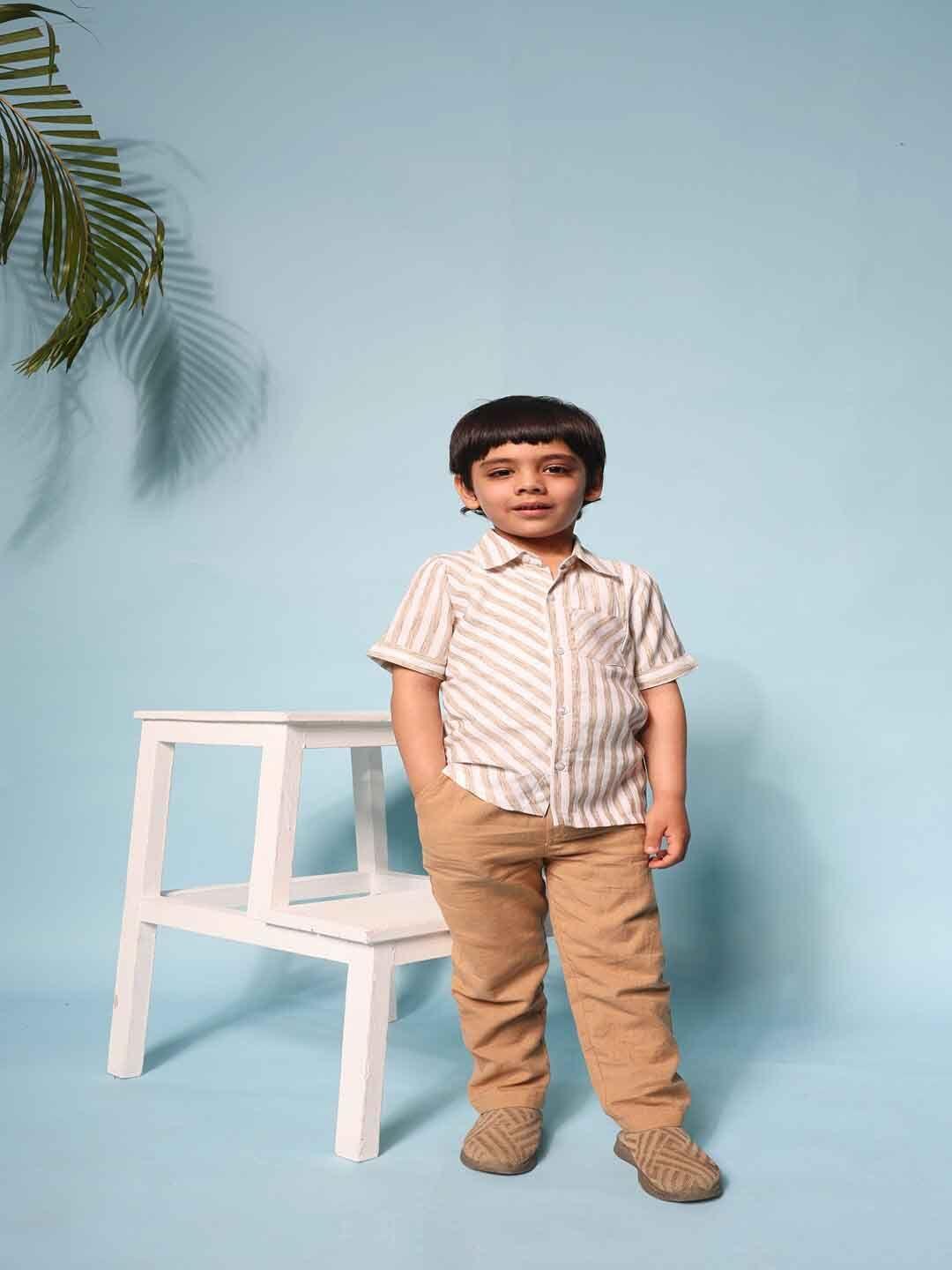 budding bees boys striped shirt with trousers