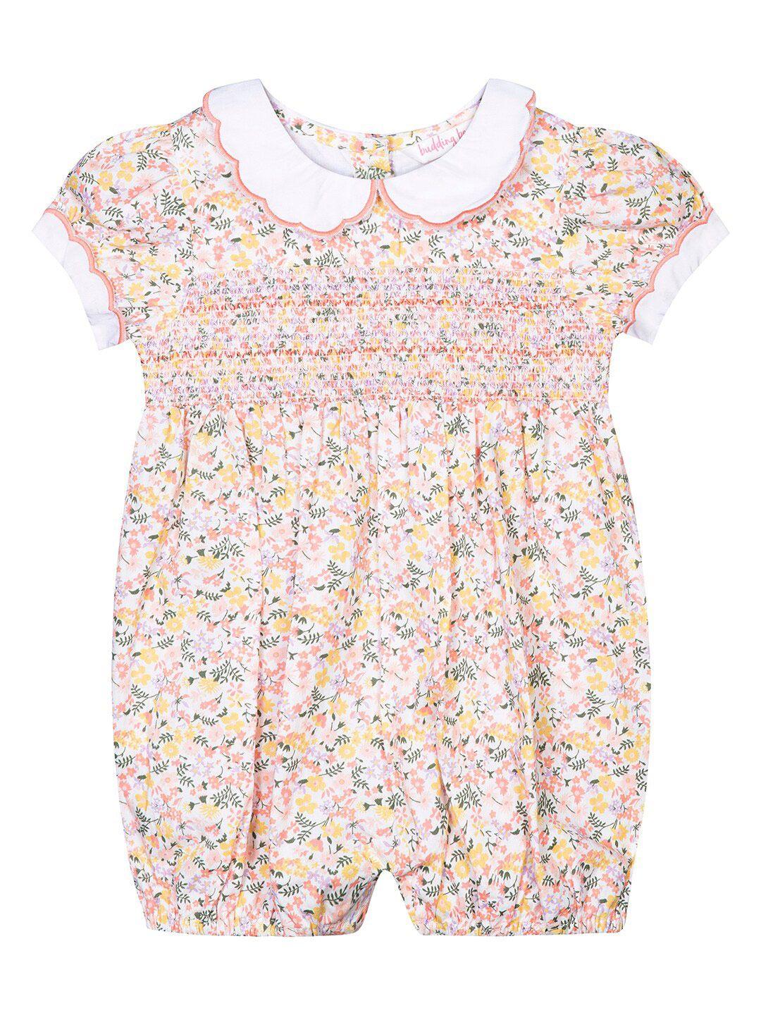 budding bees girls cotton printed rompers