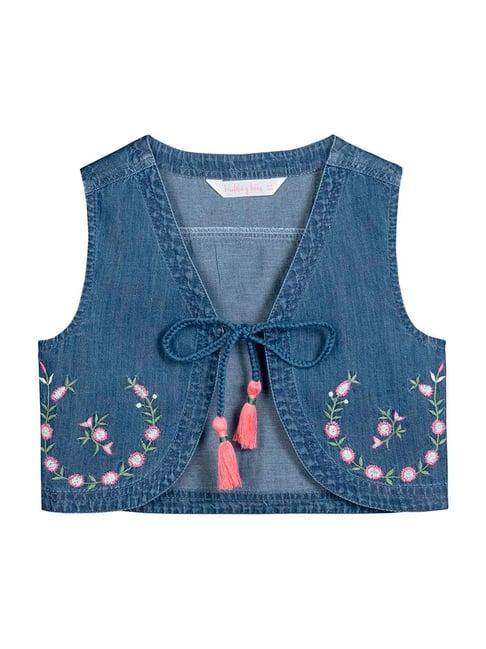 budding bees kids blue cotton embroidered jacket