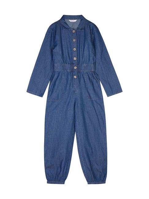 budding bees kids blue regular fit full sleeves jumpsuits