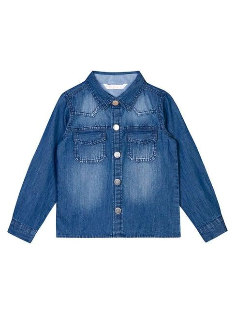 budding bees kids blue solid full sleeves jacket