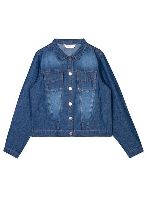 budding bees kids blue solid full sleeves jacket
