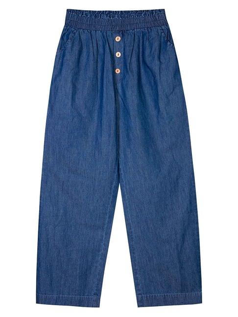 budding bees kids blue solid jeans