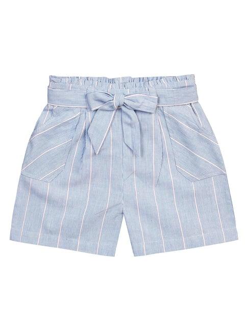 budding bees kids blue striped shorts with belt