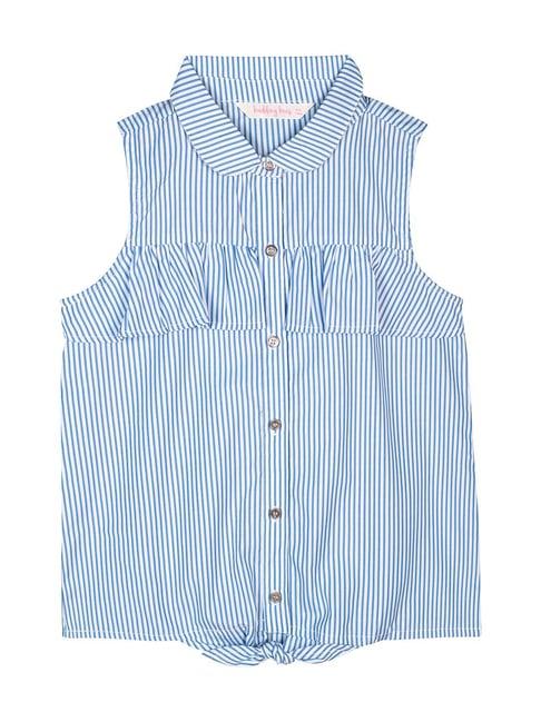 budding bees kids blue striped top