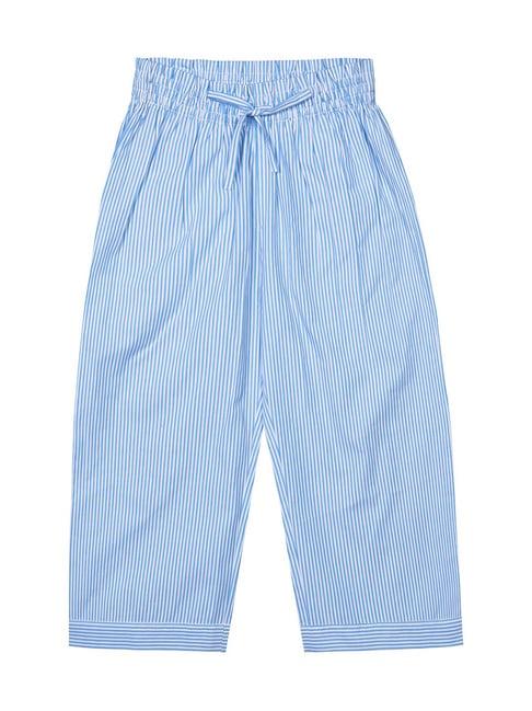 budding bees kids blue striped trousers