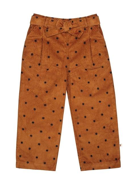 budding bees kids brown cotton printed corduroy pants