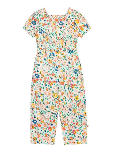 budding bees kids multicolor floral print jumpsuit