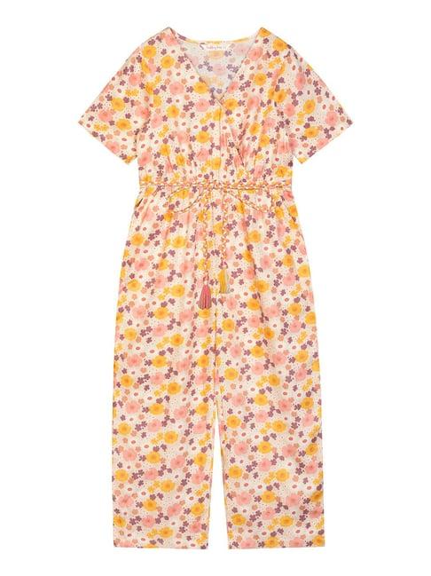 budding bees kids multicolor floral print jumpsuit