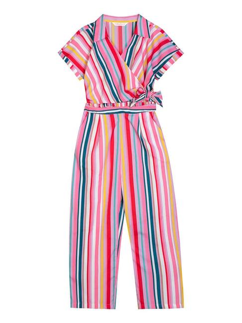 budding bees kids multicolor striped jumpsuit