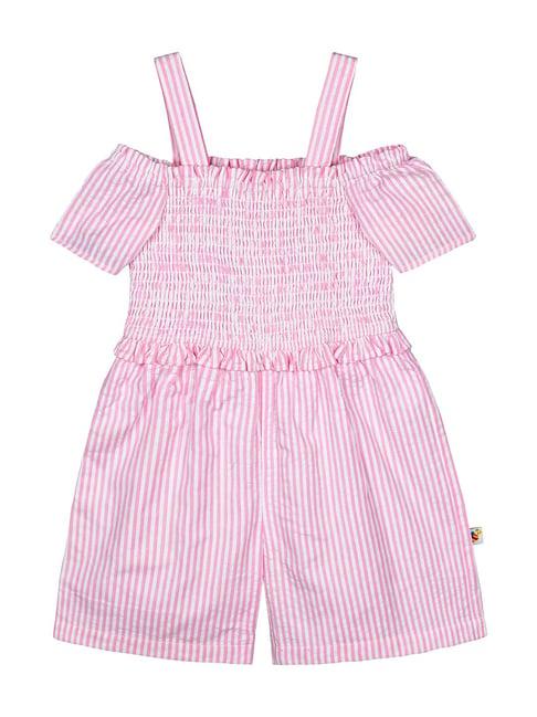 budding bees kids pink & white striped jumpsuit