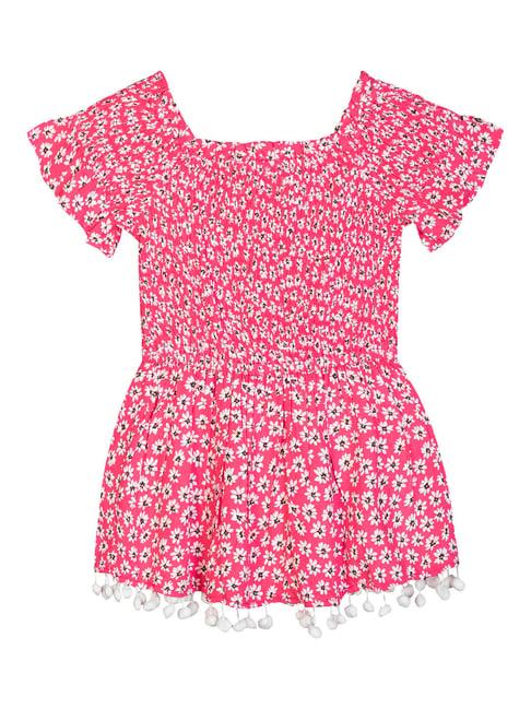 budding bees kids pink floral print top