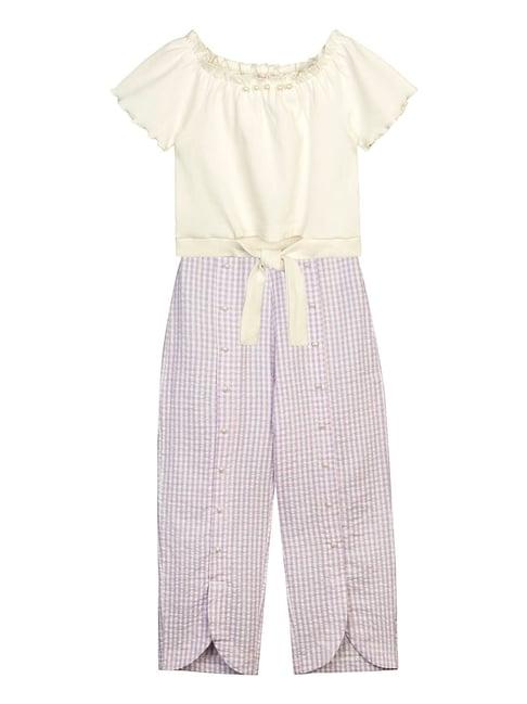 budding bees kids white checkered top with pants