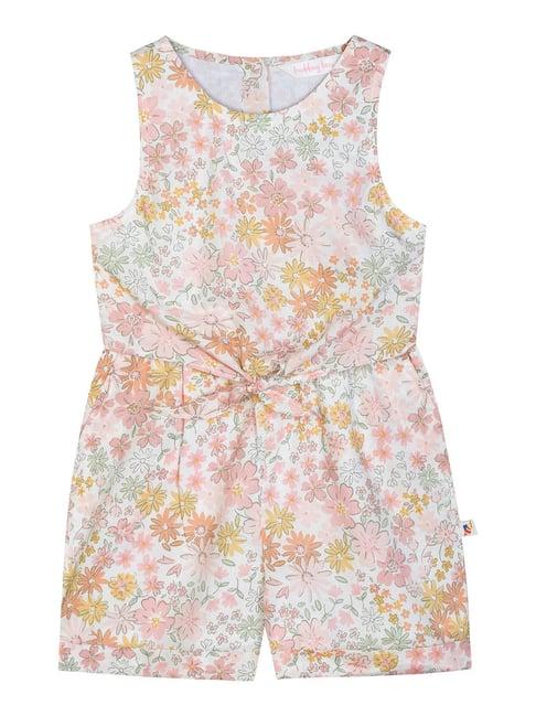 budding bees kids white floral print playsuit