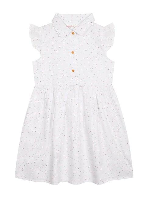 budding bees kids white printed dress