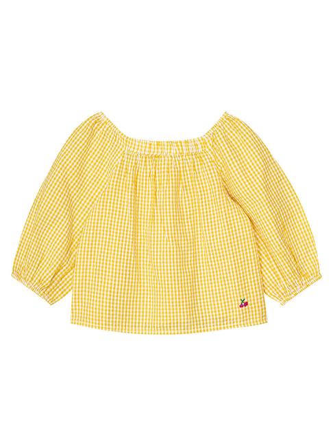 budding bees kids yellow checks full sleeves top