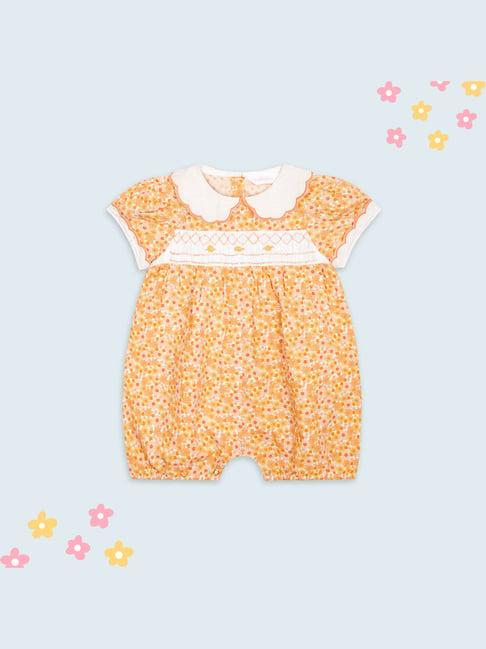 budding bees kids yellow floral print romper