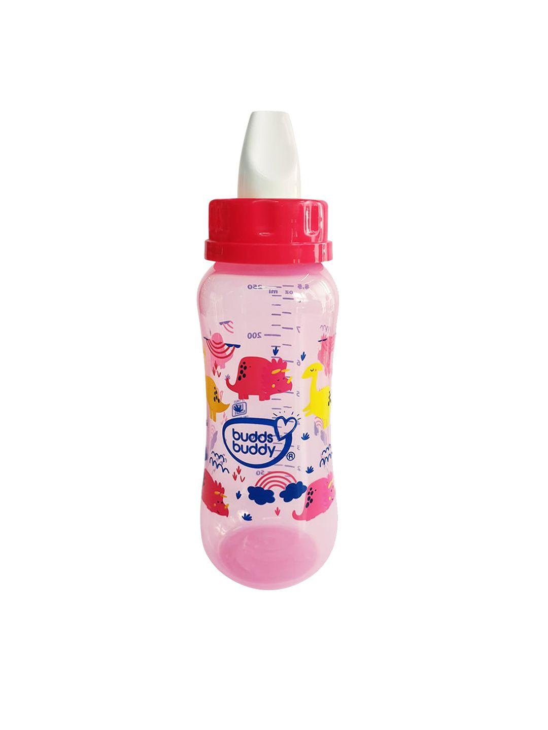 buddsbuddy infant kids pink printed 3 in 1 feeding bottle 250 ml