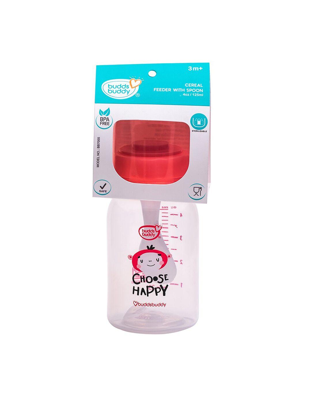 buddsbuddy kids pink cereal feeder with spoon - 125ml