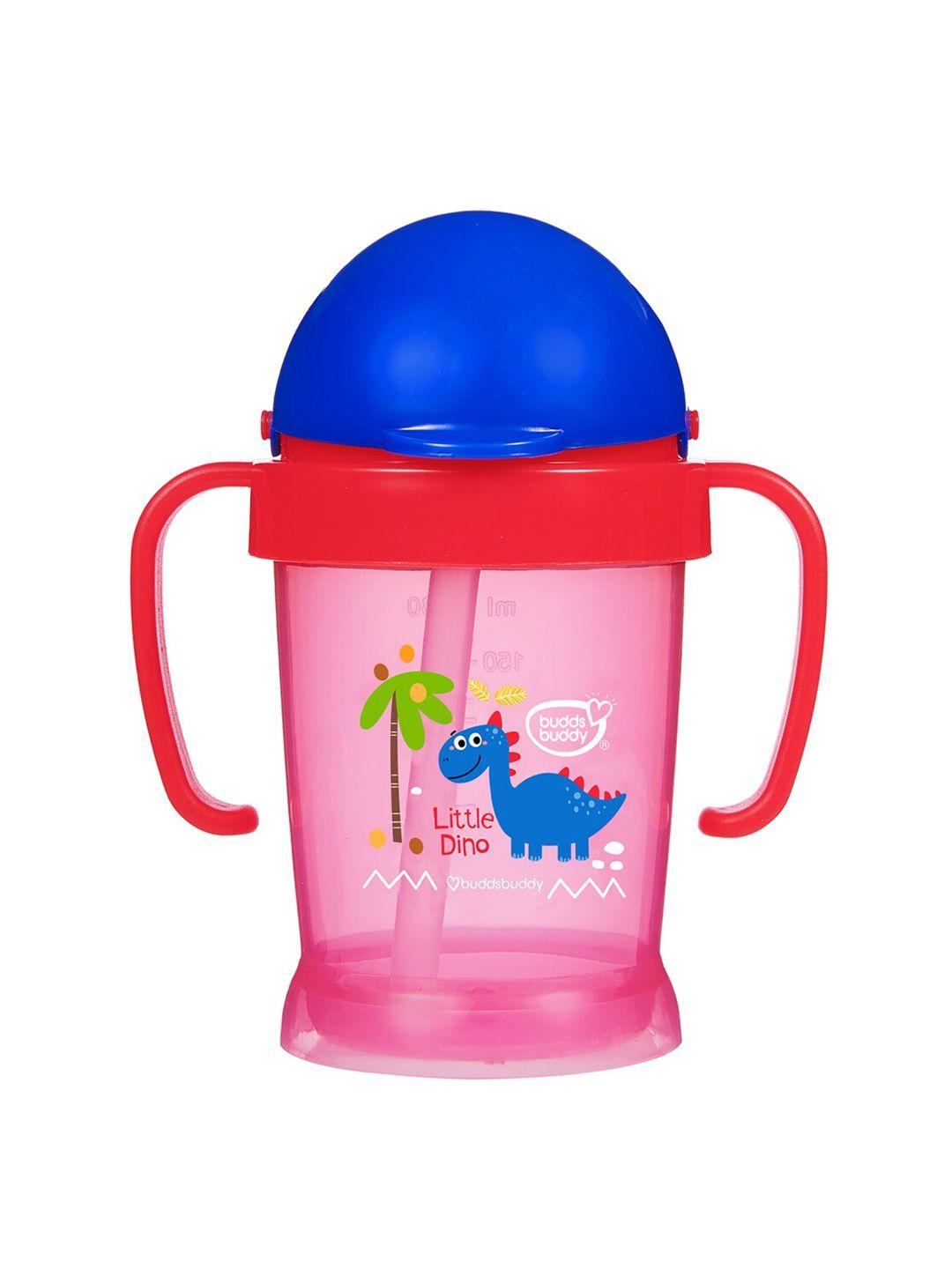 buddsbuddy kids red bpa free anti spill baby straw sipper cup, 180 ml