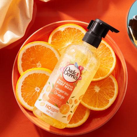 buds & berries detox & refresh tangerine orange body wash, no paraben, no soap - 300 ml