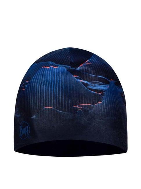 buff thermonet blue printed beanies