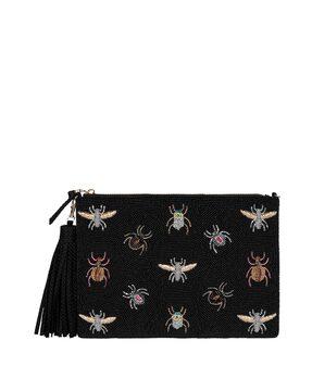 bug embroidered crossbody handbag