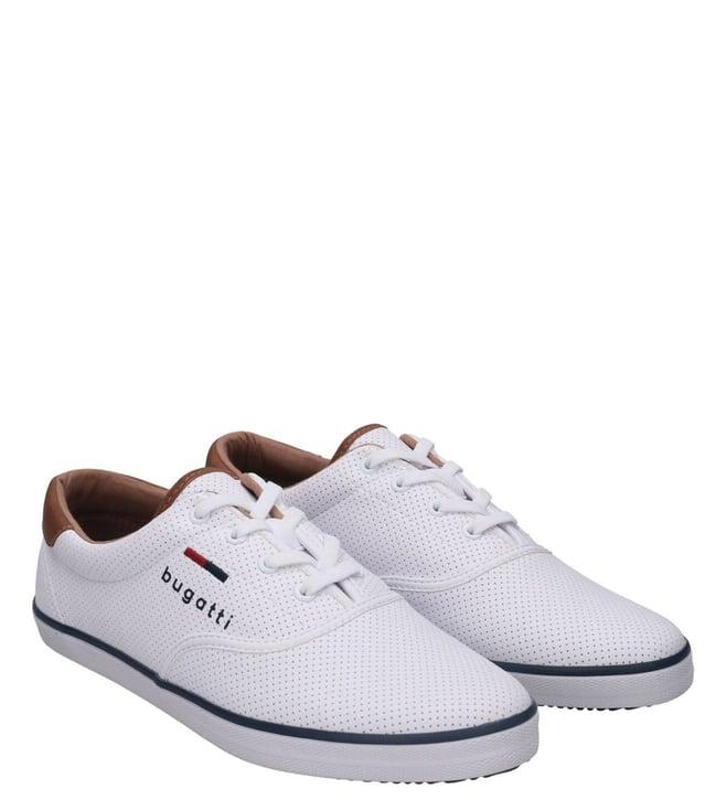 bugatti men's alfaro perforated synthetic white sneakers