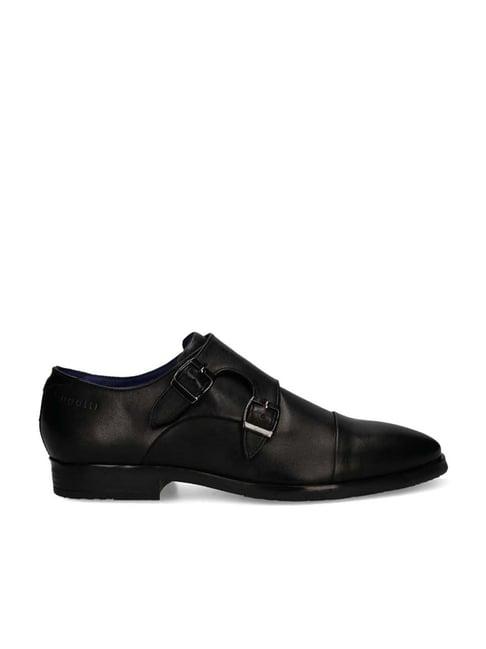 bugatti men's black monk shoes