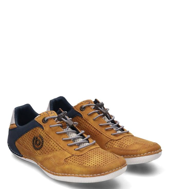 bugatti men's canario logo synthetic yellow sneakers