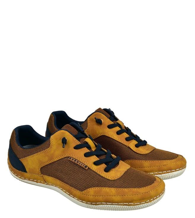 bugatti men's canario low top yellow sneakers