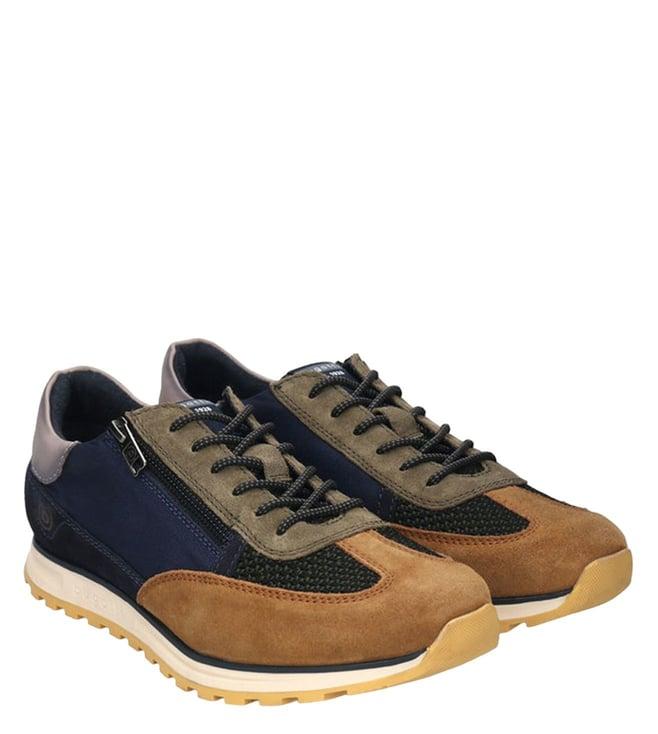bugatti men's cirino cognac & dark blue sneakers