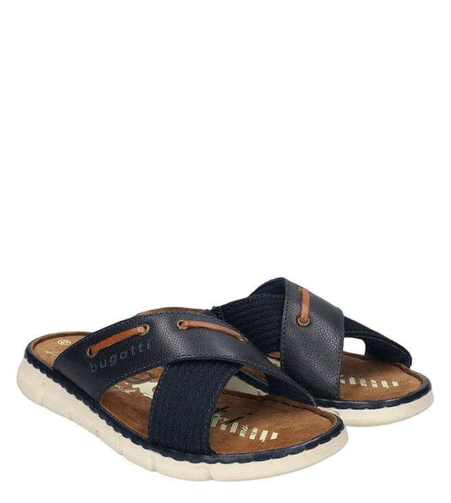 bugatti men's damar dark blue cross strap sandals