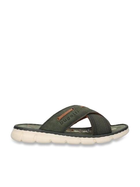 bugatti men's damar green cross strap sandals