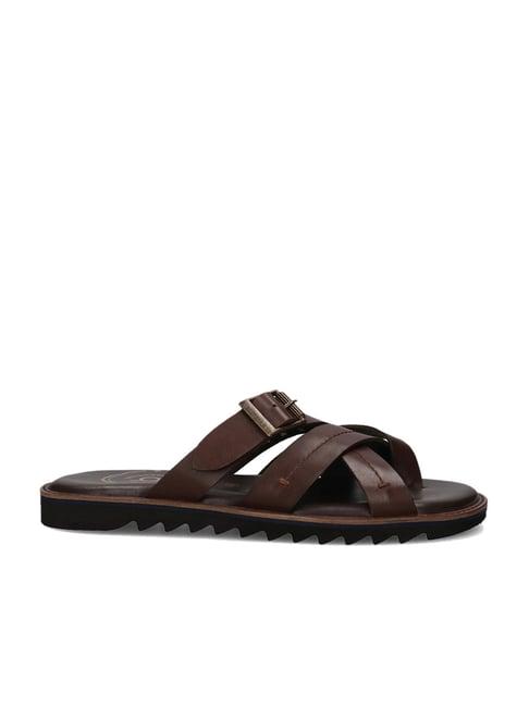 bugatti men's dorfu brown cross strap sandals