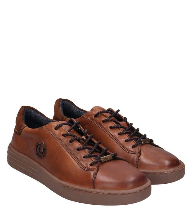 bugatti men's gumero leather cognac sneakers