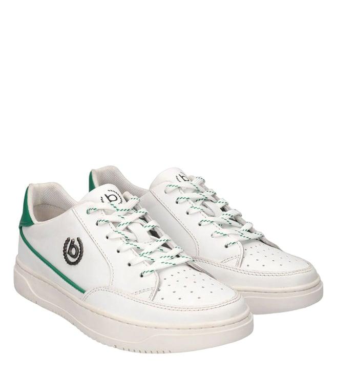 bugatti men's humus white & green logo mid top sneakers