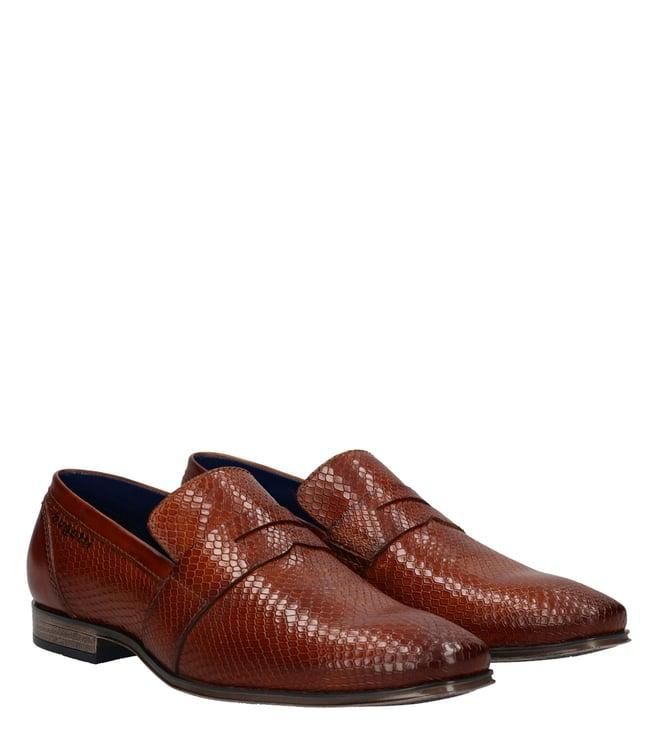 bugatti men's morino animal effect penny cognac loafers