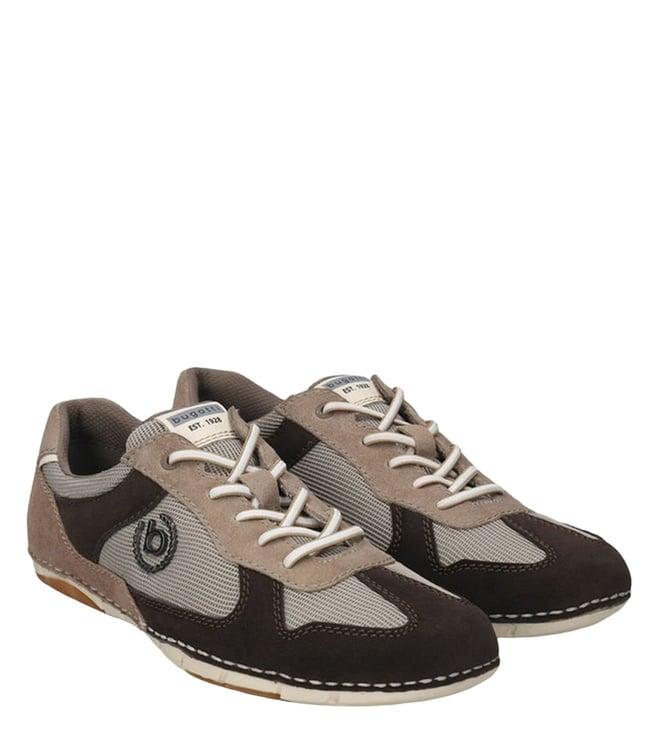 bugatti men's sandstone dark brown & taupe logo low top sneakers