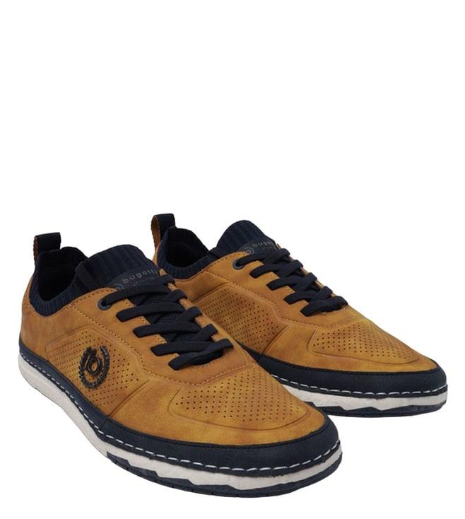 bugatti men's vanadium yellow low top sneakers