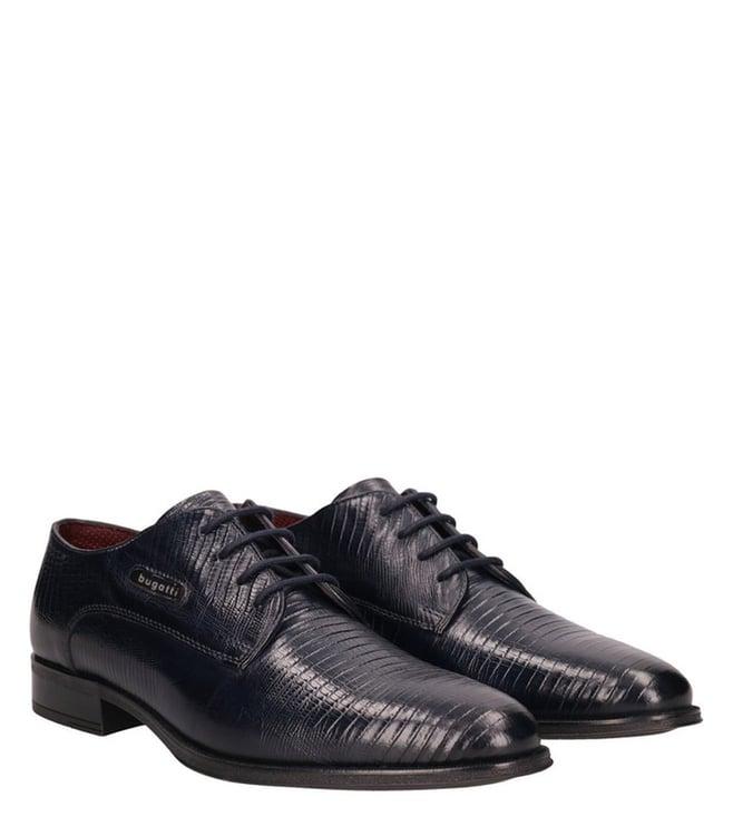 bugatti men's zavinio dark blue textured derby shoes