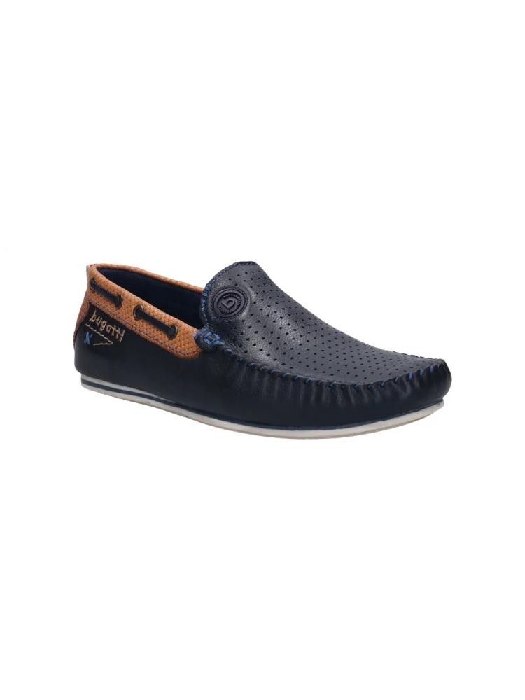 bugatti men dark blue/cognac slip-ons