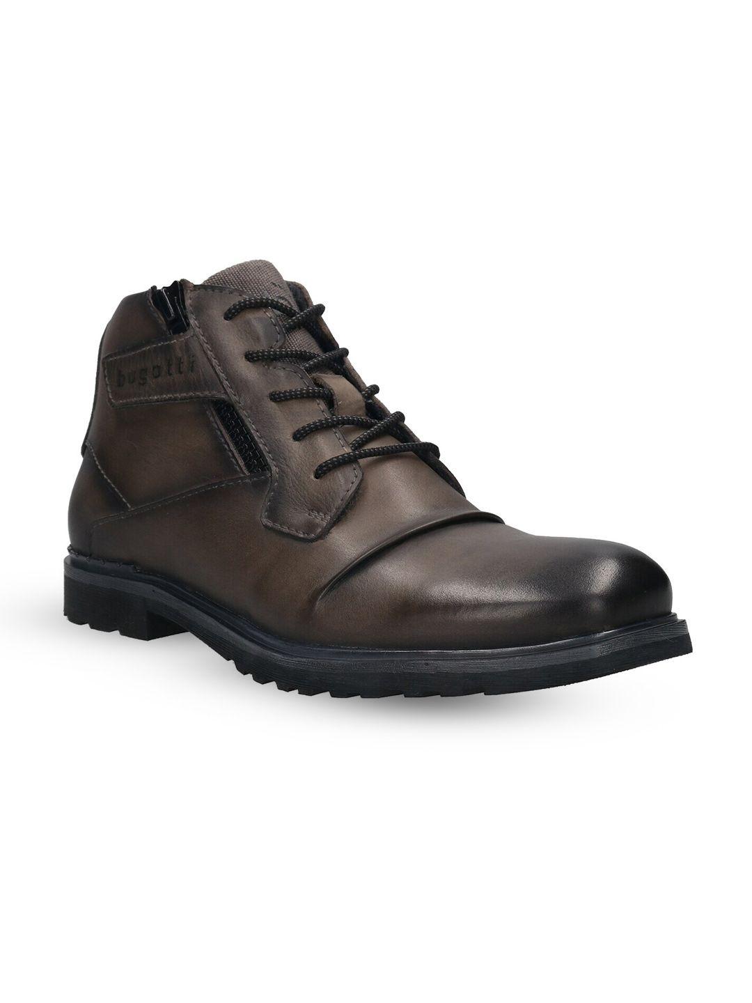 bugatti men round toe leather regular boots