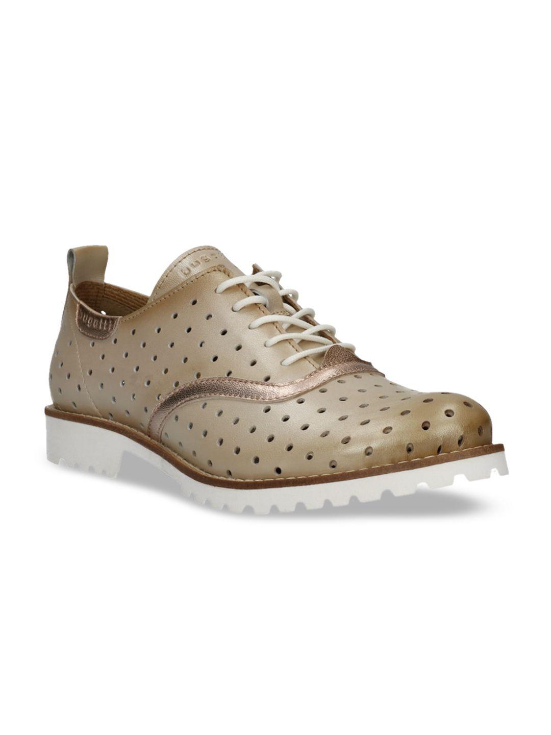 bugatti women gold textured pu derbys