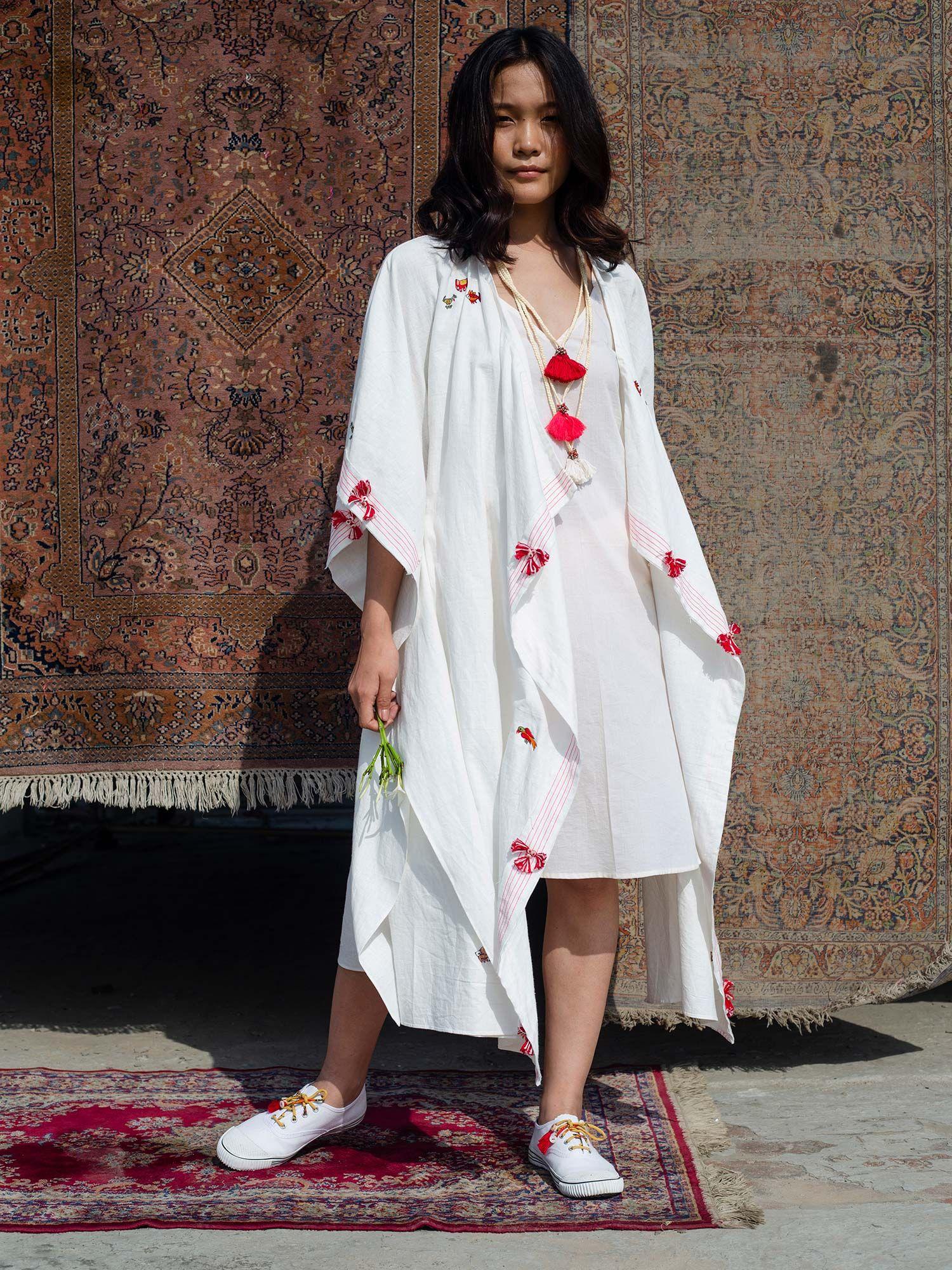 bulbul white embroidered jacket