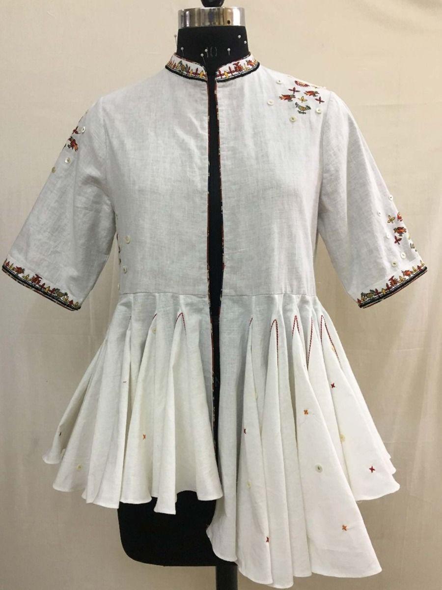 bulbul white embroidered peplum jacket