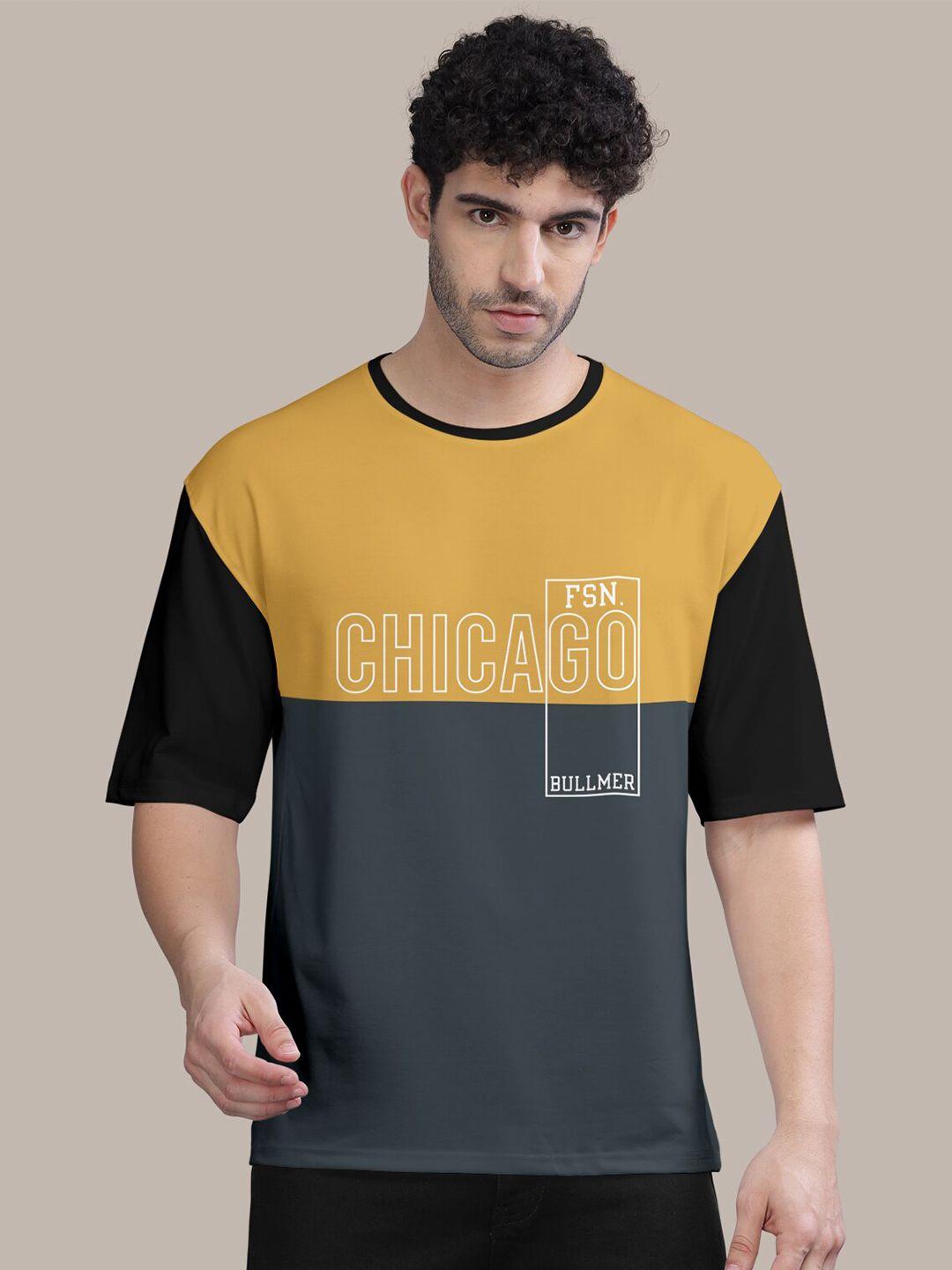 bullmer colourblocked round neck cotton t-shirt