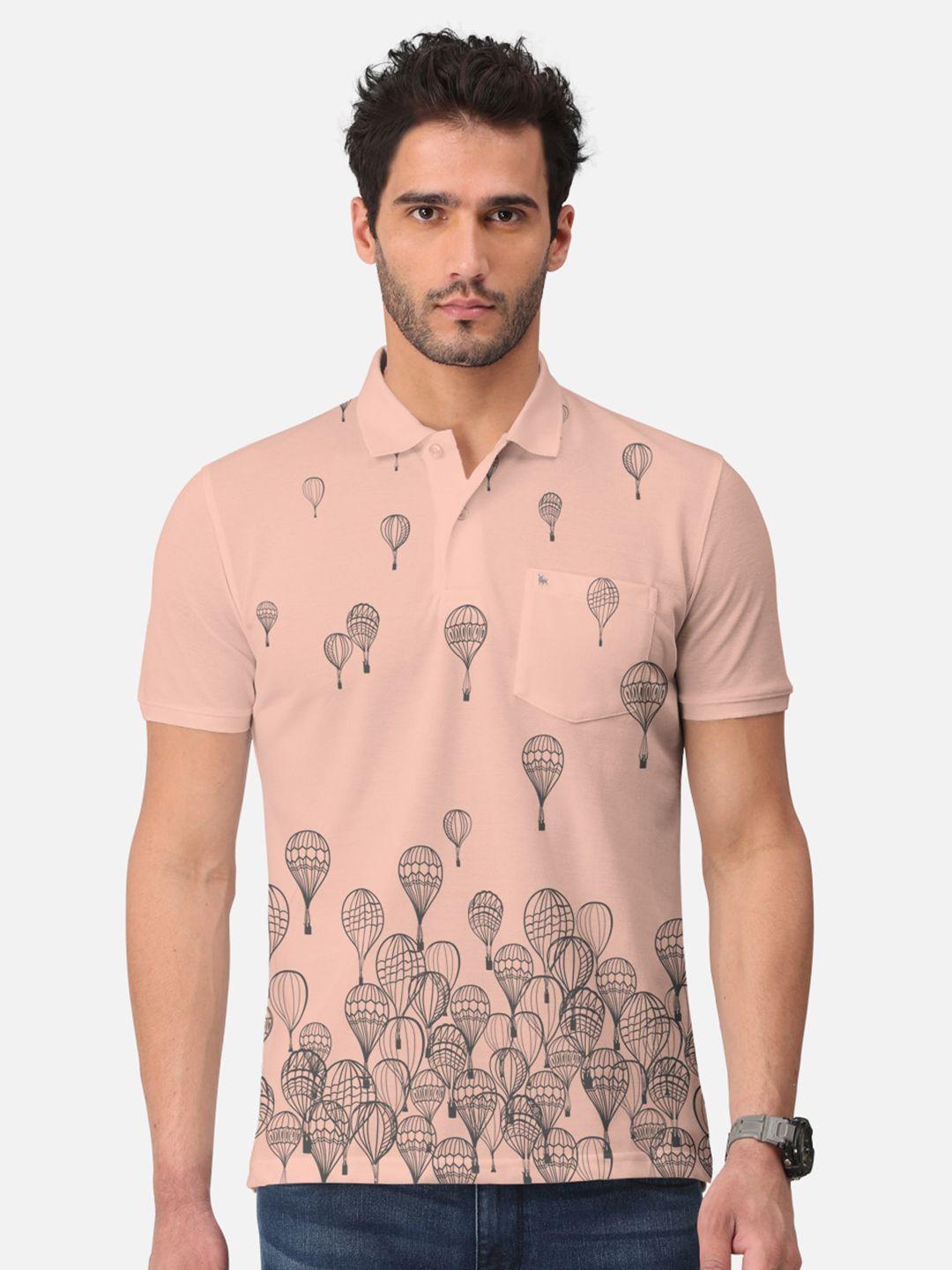 bullmer conversational printed polo collar cotton t-shirt